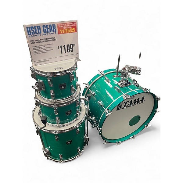 Used TAMA 4 Piece Superstar AQUA MARINE LACQUER Drum Kit
