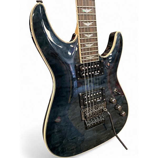 Used Schecter Guitar Research Omen Extreme FR See Thru Black Solid Body Electric Guitar