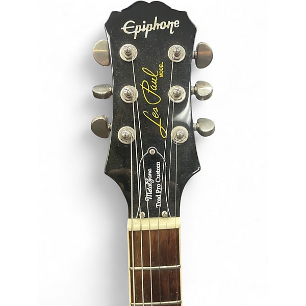 Used Epiphone Metal Zone Traditional Pro Les Paul Custom Chrome Red Solid Body Electric Guitar
