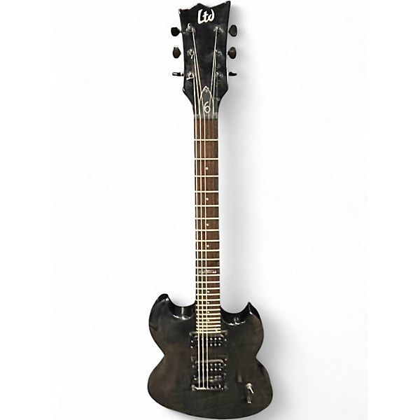 Used 2014 Ltd VIPER Black and Silver Solid Body Electric Guitar