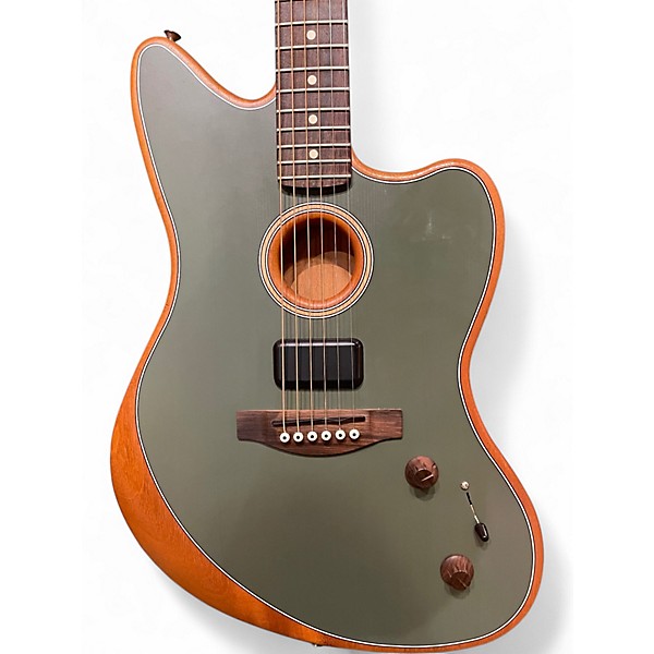 Used Fender Acoustasonic Jazzmaster Antique Olive Acoustic Electric Guitar