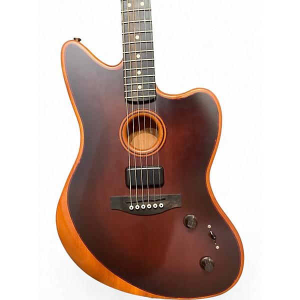 Used Fender Acoustasonic Jazzmaster Bourbon Burst Acoustic Electric Guitar