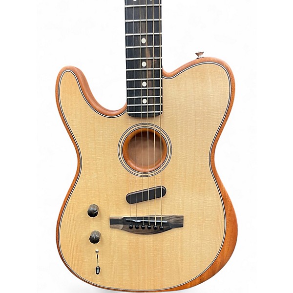 Used Fender American Acoustasonic Telecaster Left Handed Natural Acoustic Electric Guitar