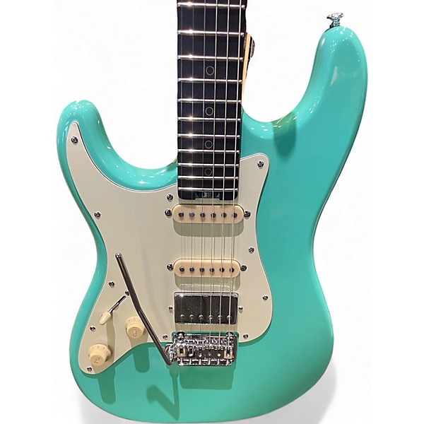 Used Schecter Guitar Research NICK JOHNSTON TRADITIONAL LEFT HANDED Seafoam Green Solid Body Electric Guitar