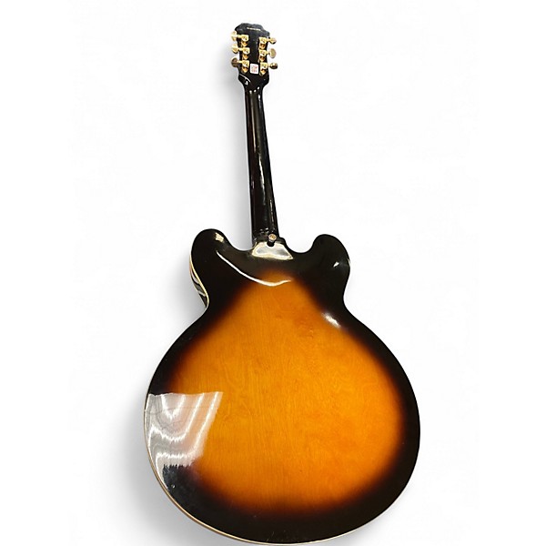 Used 2006 Epiphone Dot Deluxe Flametop Vintage Sunburst Hollow Body Electric Guitar