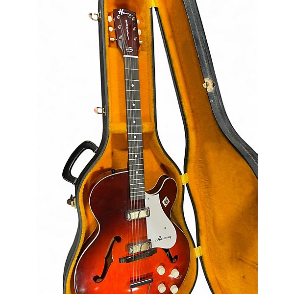 Vintage 1960s Harmony ROCKET H54 Crimson Red Burst Hollow Body Electric Guitar