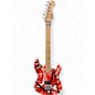 Used 2010s EVH Striped Series Red with Black and White Stripes Solid Body Electric Guitar thumbnail