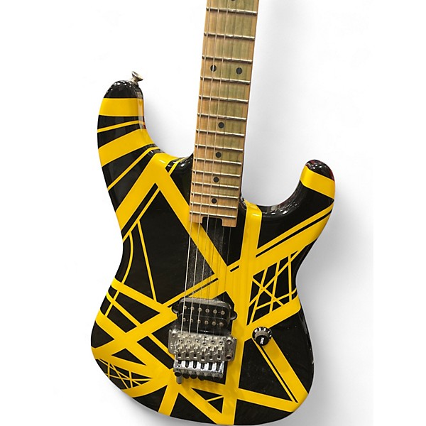Used EVH Striped Series YELLOW AND BLACK Solid Body Electric Guitar