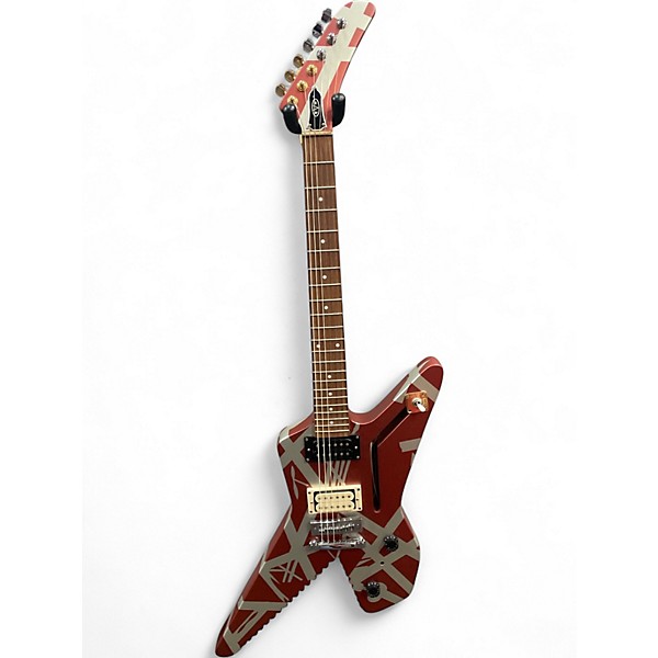 Used EVH Striped Series Shark burgandy with silver stripes Solid Body Electric Guitar