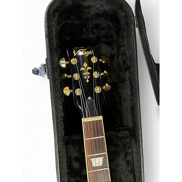 Used Vintage V100P Ebony Solid Body Electric Guitar