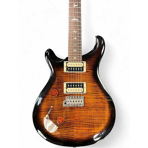 Used PRS SE Custom 24 Black Gold Sunburst Solid Body Electric Guitar