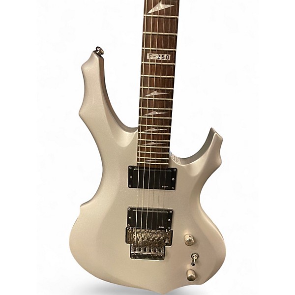 Used ESP LTD F250 Metallic Silver Solid Body Electric Guitar