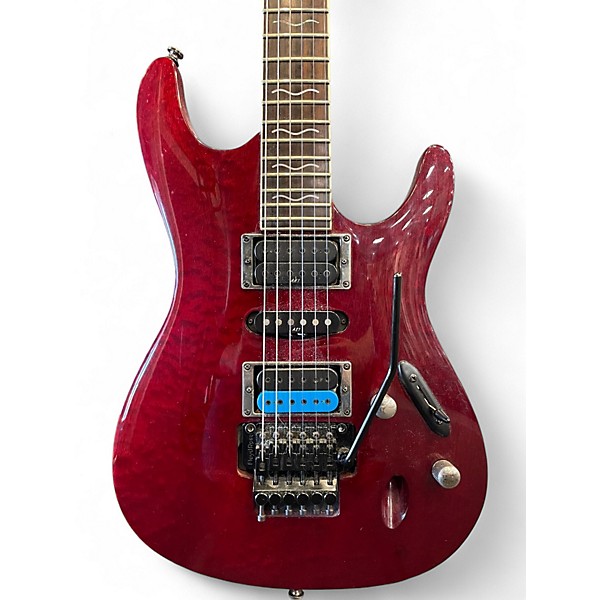 Used Ibanez S470QS S Series Transparent Red Solid Body Electric Guitar