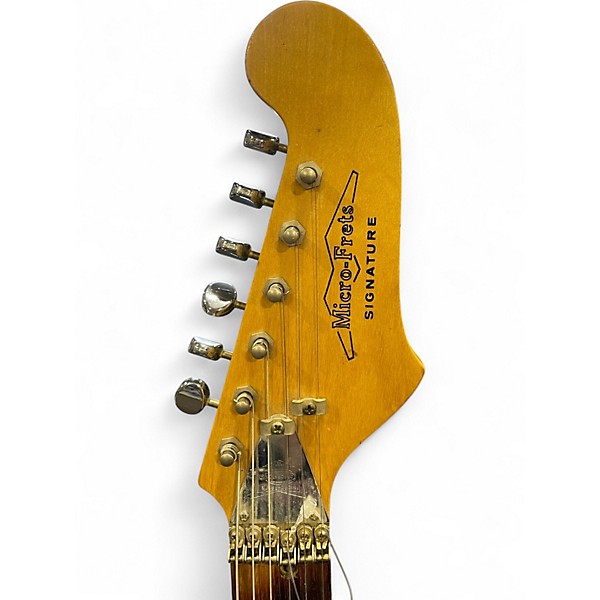 Vintage 1970s Microfrets Signature Model Black Hollow Body Electric Guitar