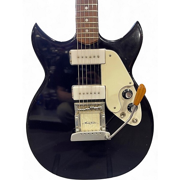 Vintage 1970s Microfrets Signature Model Black Hollow Body Electric Guitar