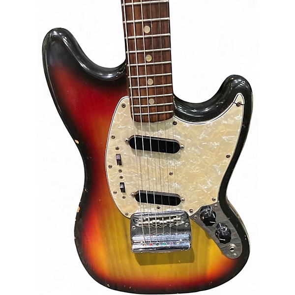 Vintage 1972 Fender Mustang 3 Color Sunburst Solid Body Electric Guitar