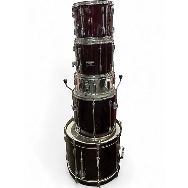 Used Pearl 5 Piece EXPORT SERIES DEEP RED Drum Kit
