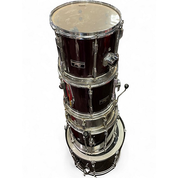 Used Pearl 5 Piece EXPORT SERIES DEEP RED Drum Kit