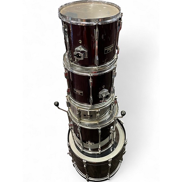 Used Pearl 5 Piece EXPORT SERIES DEEP RED Drum Kit