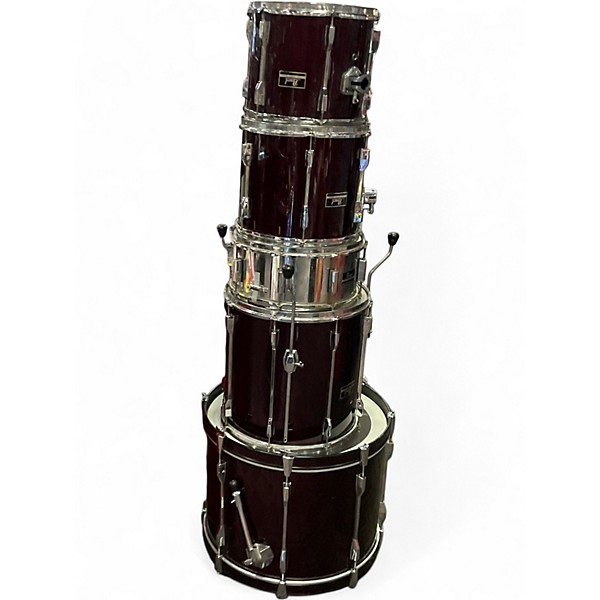 Used Pearl 5 Piece EXPORT SERIES DEEP RED Drum Kit