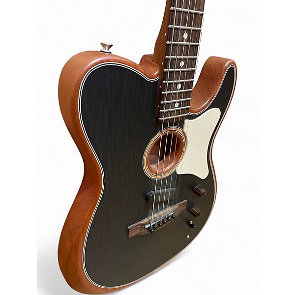 Used Fender Acoustasonic Player Telecaster Black and White Acoustic Electric Guitar