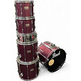 Used 1990s Pearl 6 Piece Export Pro Series Raspberry Lacquer Drum Kit
