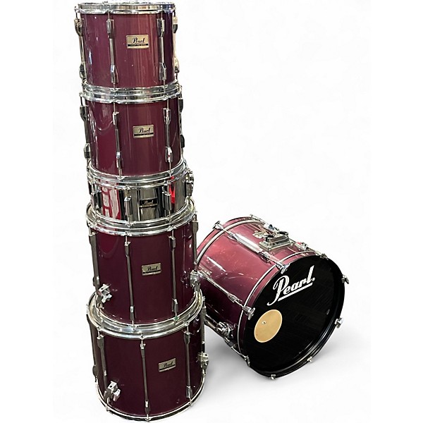 Used 1990s Pearl 6 Piece Export Pro Series Raspberry Lacquer Drum Kit