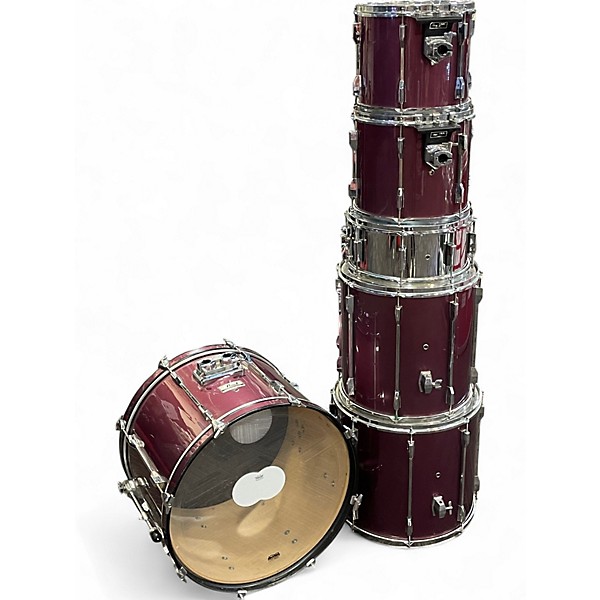Used 1990s Pearl 6 Piece Export Pro Series Raspberry Lacquer Drum Kit