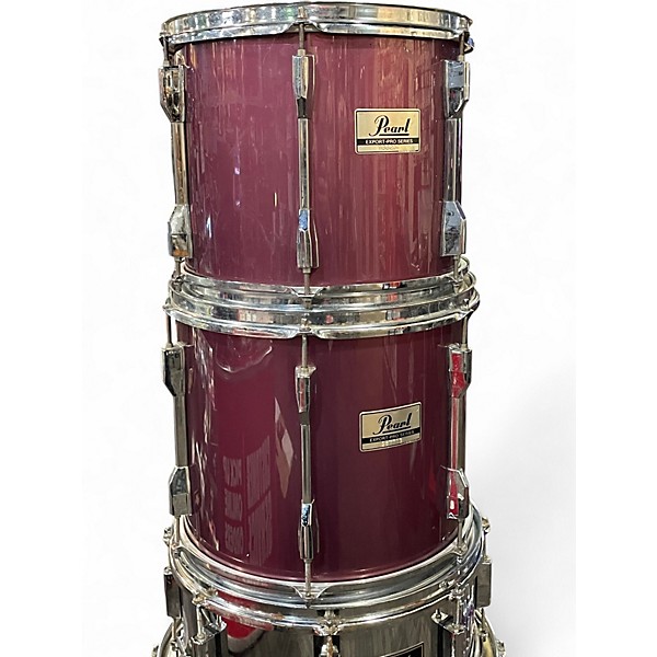 Used 1990s Pearl 6 Piece Export Pro Series Raspberry Lacquer Drum Kit