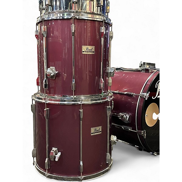 Used 1990s Pearl 6 Piece Export Pro Series Raspberry Lacquer Drum Kit