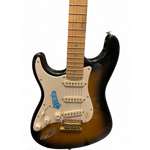 Used 2004 Fender 50th Anniversary Deluxe Stratocaster Left Handed Sunburst Solid Body Electric Guitar