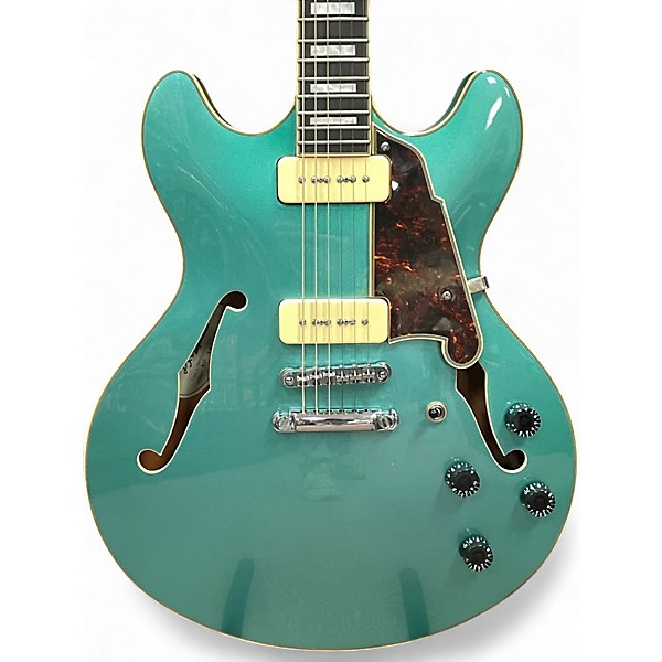 Used 2020s D'Angelico Premier Series DC P-90 Ocean Turquoise Hollow Body Electric Guitar