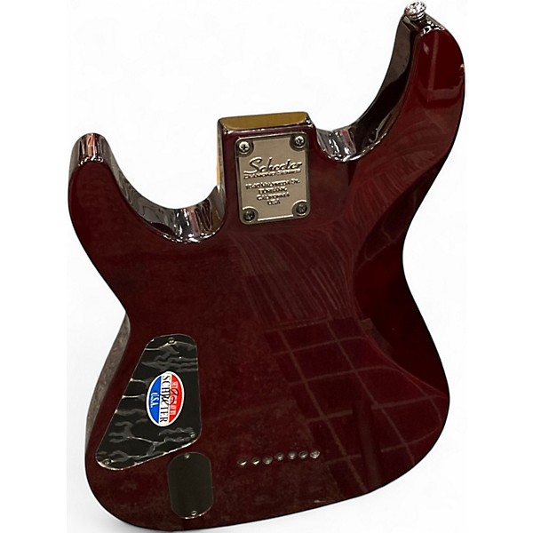 Used Schecter Guitar Research Damien Elite 7 Transparent Red Solid Body Electric Guitar