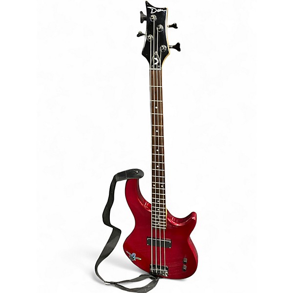 Used Dean Edge 4 String Candy Apple Red Metallic Electric Bass Guitar