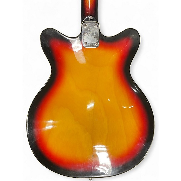 Used Crestwood Semi-Hollow 2 Tone Sunburst Hollow Body Electric Guitar