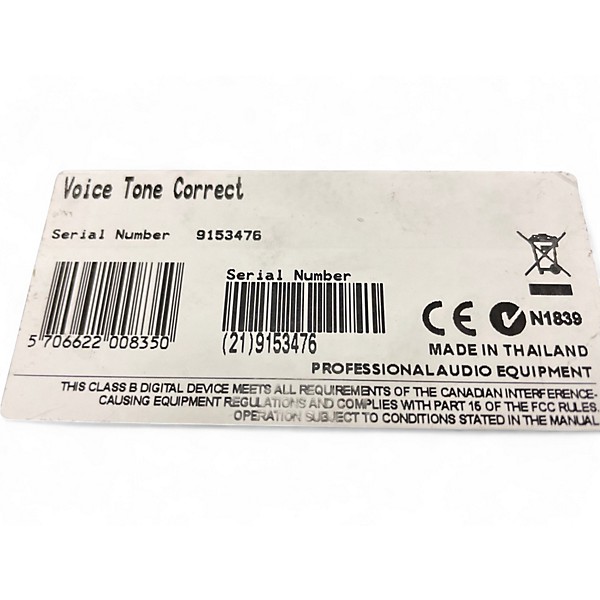 Used TC Helicon VoiceTone Correct Vocal Processor
