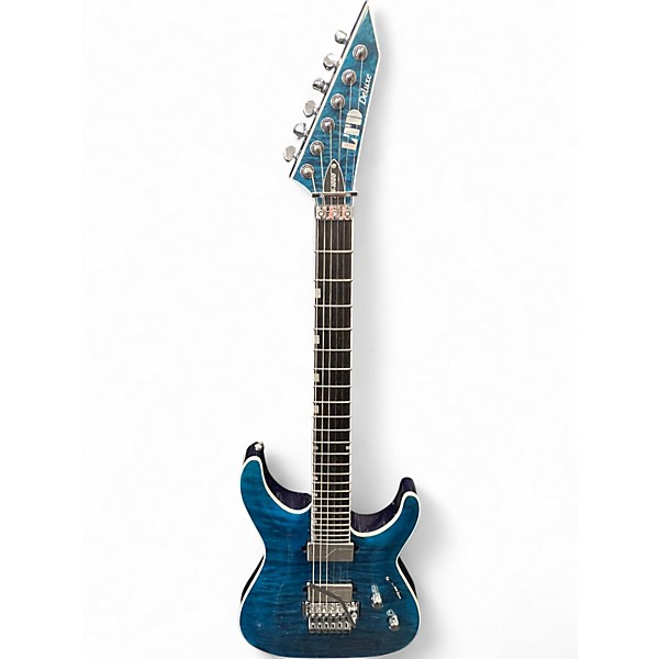 Used ESP LTD MH100QM Black Ocean Solid Body Electric Guitar