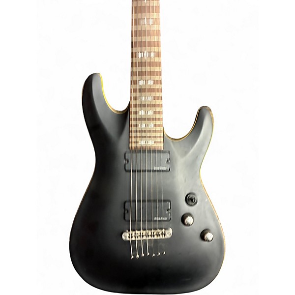 Used Schecter Guitar Research Demon 7 String Black Solid Body Electric Guitar