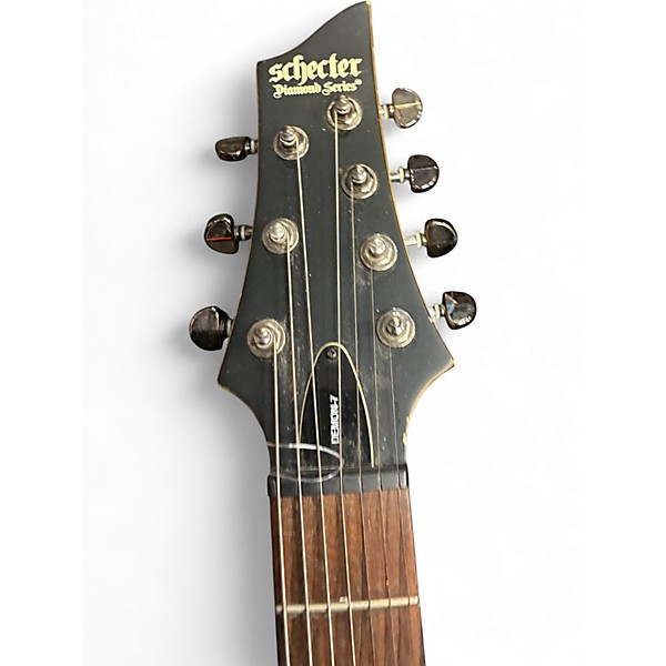 Used Schecter Guitar Research Demon 7 String Black Solid Body Electric Guitar