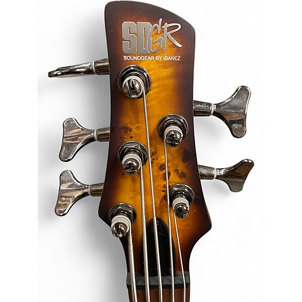 Used Ibanez SR505 5 String Brown Sunburst Electric Bass Guitar