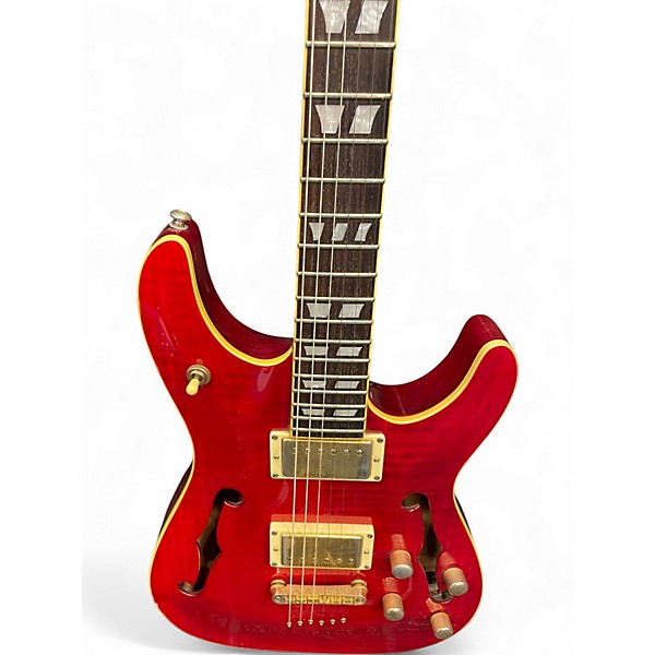 Used Schecter Guitar Research CSH-1 Crimson Red Trans Hollow Body Electric Guitar
