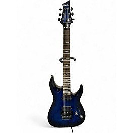 Used Schecter Guitar Research Omen elite 6 Floyd Rose Blue Burst Solid Body Electric Guitar
