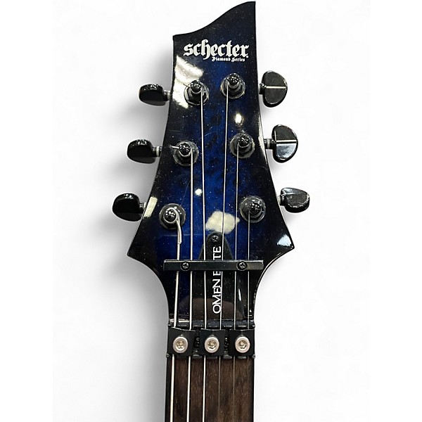 Used Schecter Guitar Research Omen elite 6 Floyd Rose Blue Burst Solid Body Electric Guitar