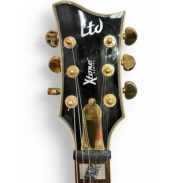 Used ESP LTD Xtone PC1V Black and Gold Hollow Body Electric Guitar