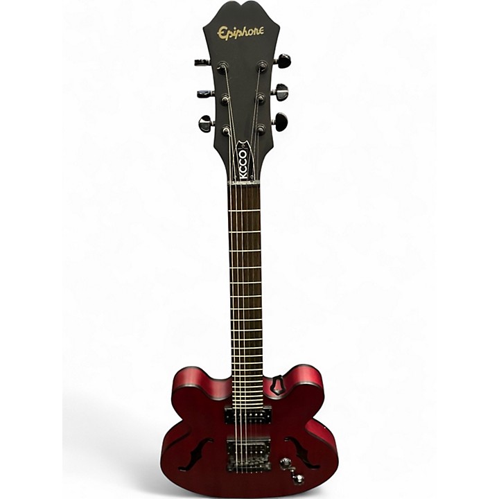 ギター EPIPHONE DOT STUDIO CHERRY Used Epiphone Dot Studio Worn Cherry Hollow Body Electric Guitar