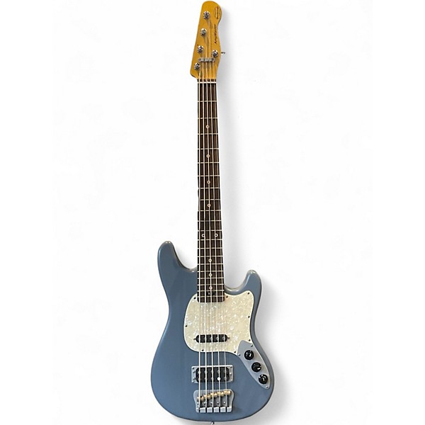 Used 2025 Woodcraft AmpMaster 5 Short Scale Grey Blue Electric Bass Guitar