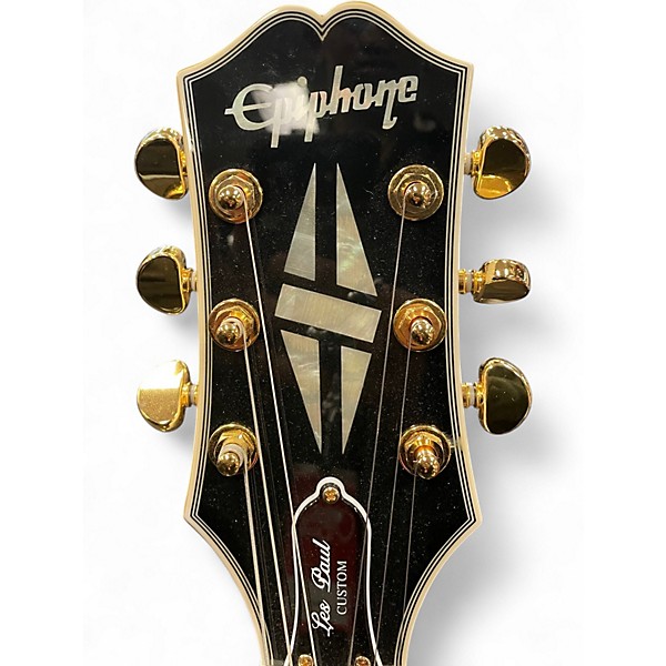 Used Epiphone Les Paul Custom white and gold Solid Body Electric Guitar