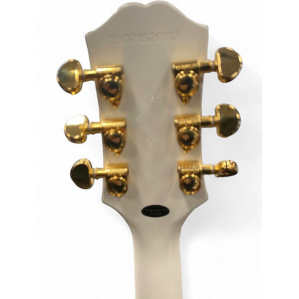 Used Epiphone Les Paul Custom white and gold Solid Body Electric Guitar