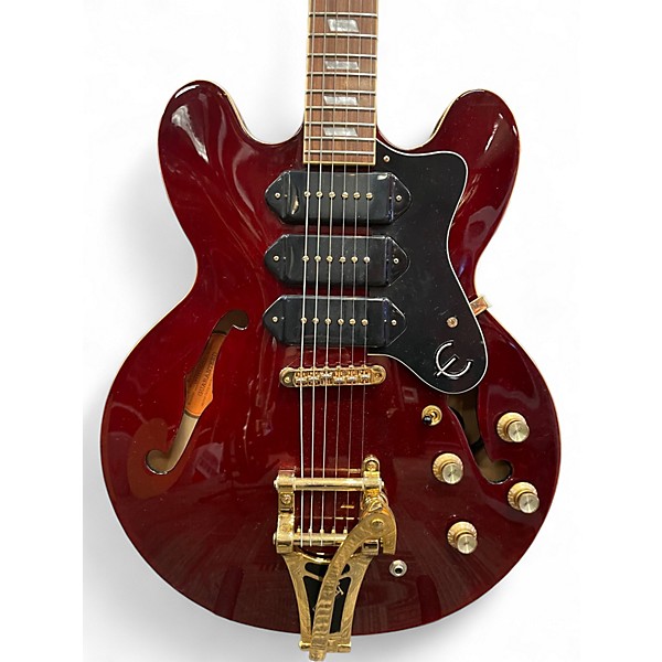 Used Epiphone Riviera P93 WR Wine Red Hollow Body Electric Guitar