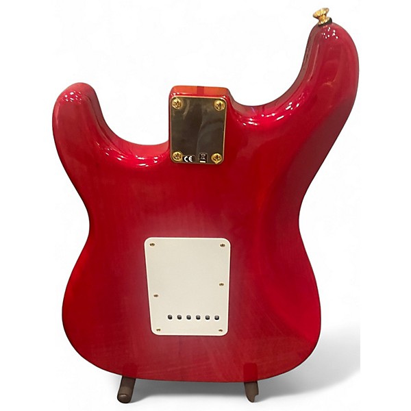 Used Fender Deluxe Stratocaster trans red Solid Body Electric Guitar